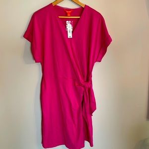 NWT Women’s Joe Fresh Short Sleeve Wrap Dress, Pink, size L